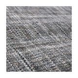 Close-up of the Indoor Outdoor Steel Grey & White Stripe Design Rug, 230 x 160cm, showing a flecked woven polyester texture in grey, white, and black tones.