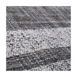 Close-up of the Indoor Outdoor Steel Grey & White Stripe Design Rug, showing its woven polyester texture in grey and white with a subtle striped pattern.