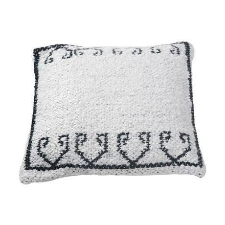 Indoor Outdoor White & Black Greek Key Design Scatter Cushion