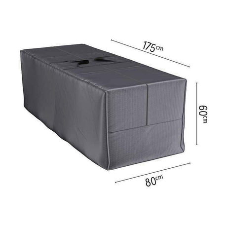 Rectangular garden cushion storage bag in anthracite fabric with carry handles, shown against a plain white background, 175 x 80 x 60cm.