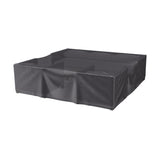 Outdoor furniture cover in anthracite fabric, 235 x 235cm, shown fitted over a square seating set on a plain white background.