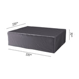Seating set Aerocover in anthracite fabric, 235 x 235cm, shown fitted over furniture with 70cm height, on a plain white background with dimension labels.