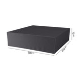 Anthracite fabric outdoor furniture cover, 300 x 250cm with 70cm height, shown on a plain white background with visible dimension markers.