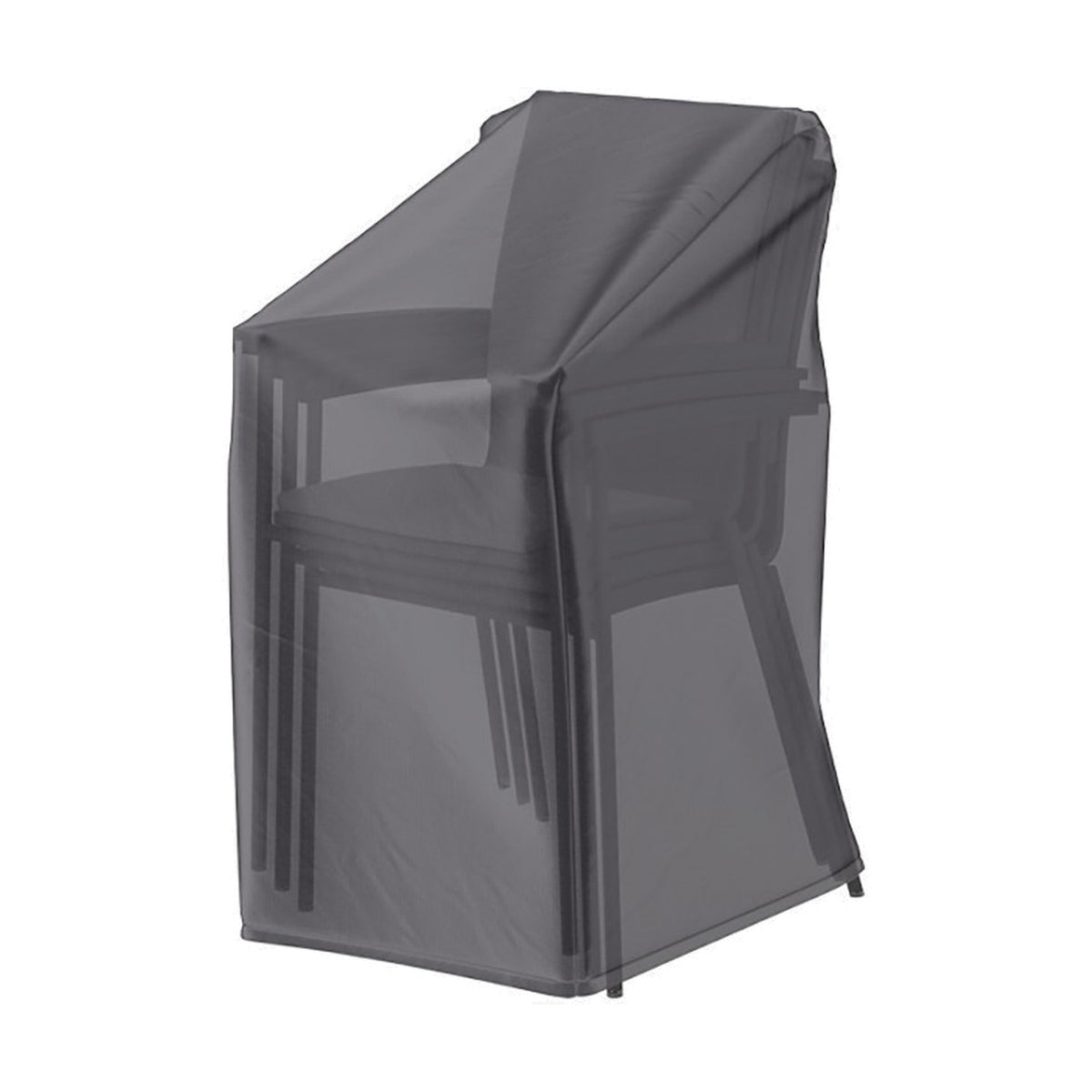 Stackable Chair Aerocover, 67 x 67cm, in translucent anthracite fabric fitted over a stacked chair outline, shown against a plain white background.