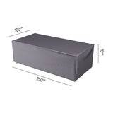 Bench Aerocover garden furniture cover, 250 x 100cm, in anthracite fabric with a rectangular shape and fitted corners, shown on a plain white background with dimension labels.