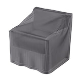 High Back Lounge Chair Aerocover in anthracite fabric, fitted over a chair shape with elasticated hem, shown on a plain white background.