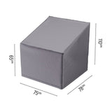 High Back Lounge Chair Aerocover in anthracite grey fabric, shown fitted over a chair shape with labelled dimensions 75cm x 78cm x 110cm, on a plain white background.