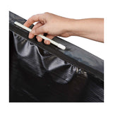 Close-up of a hand fastening the zip on a Cantilever Parasol Aerocover in anthracite fabric, showing the zipper track and stitched seam detail.