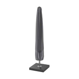 Parasol Aerocover, a slim anthracite fabric parasol cover fitted over a closed umbrella on a square base, shown against a plain white background.