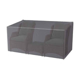 Lounge Chair & Hocker Set Aerocover, 190 x 100cm anthracite fabric furniture cover shown fitted over three-seat outdoor chair on a plain white background.