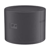 Round anthracite fabric firetable Aerocover, 72 x 72cm, with side vents and ribbed top panel, shown on a plain white background.