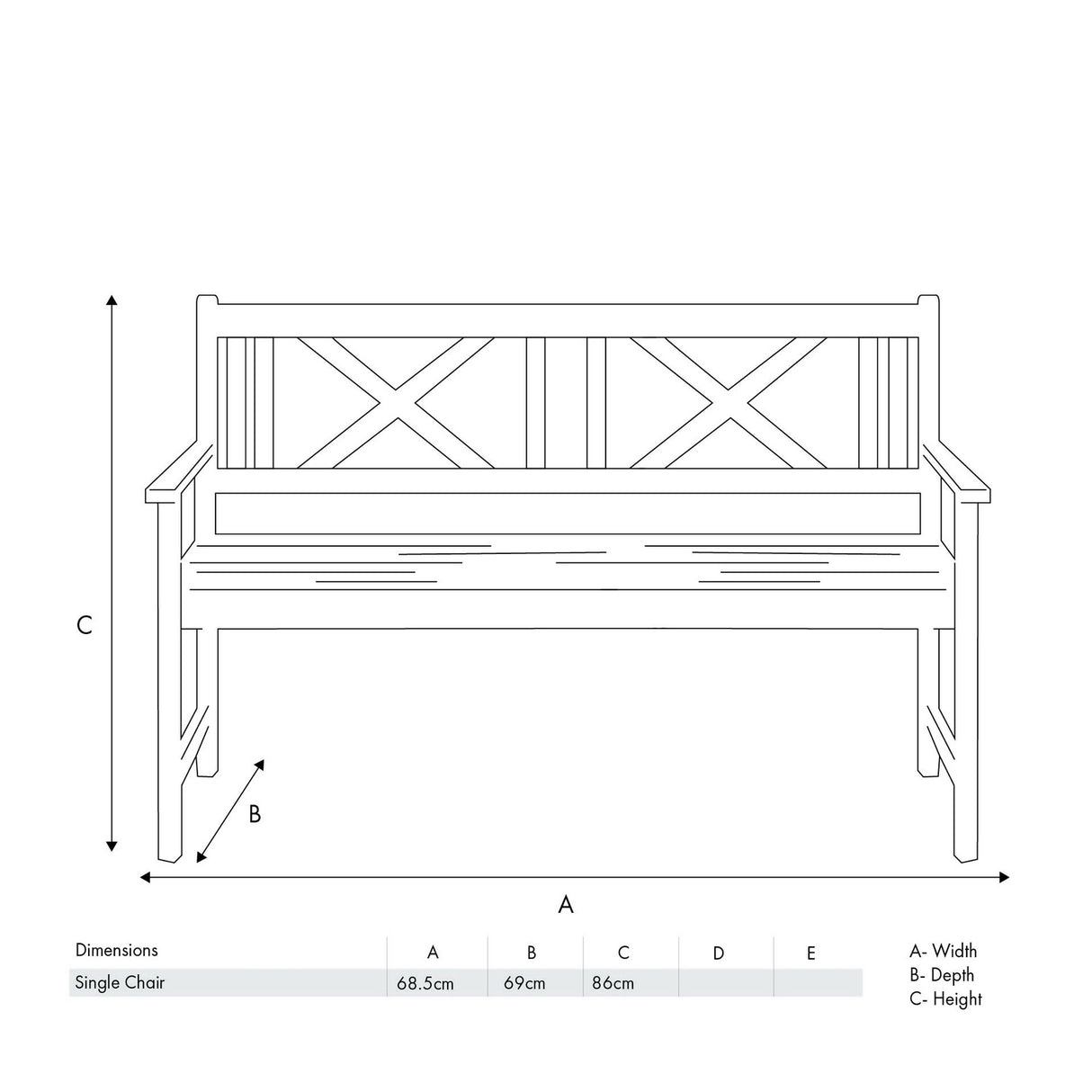 Cambridge Light Teak Outdoor 3 Seater Acacia Bench - 150cm