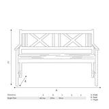 Cambridge Light Teak Outdoor 3 Seater Acacia Bench - 150cm