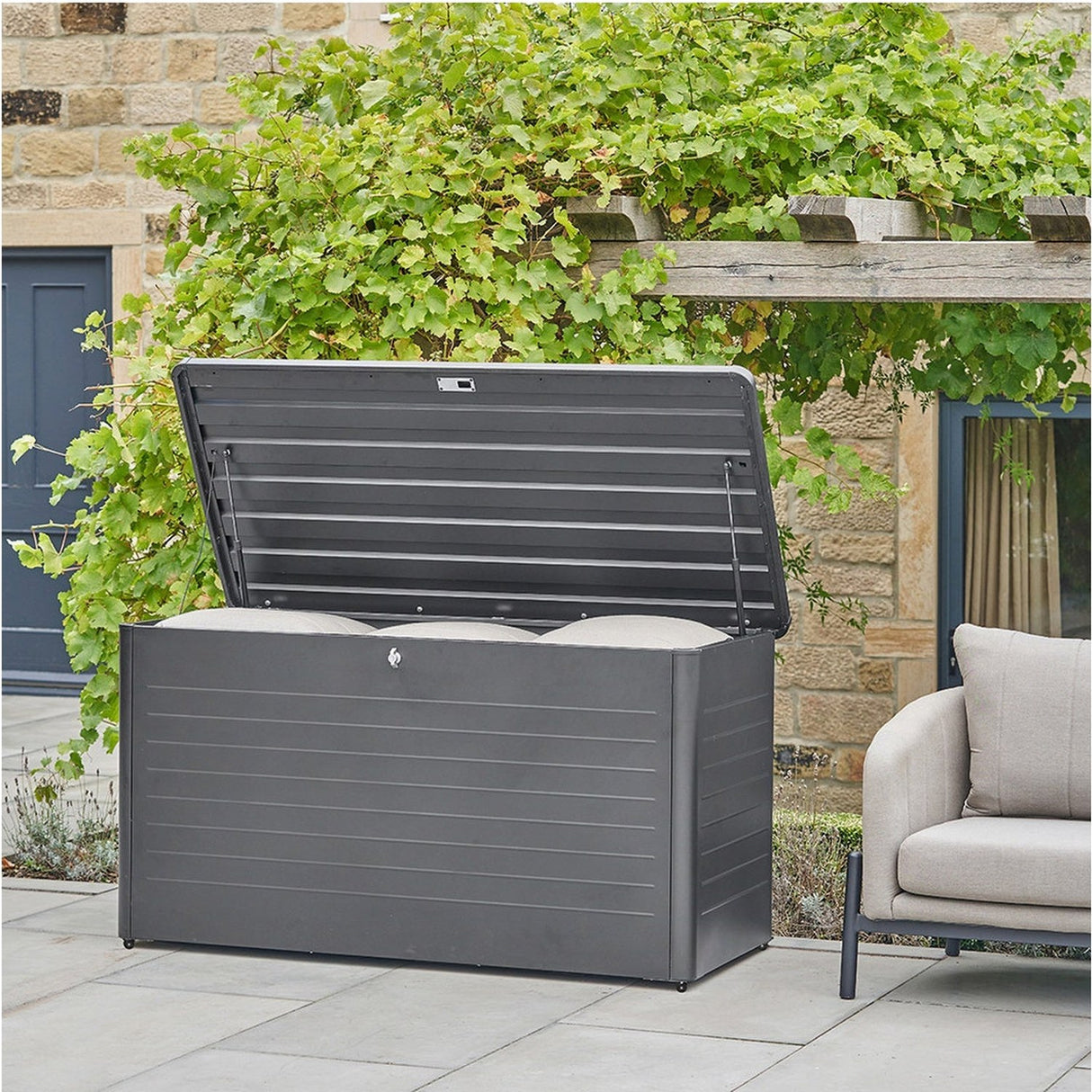 Rhode Island Large Galvanised Steel Cushion Box Anthracite - 91cm