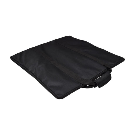 QTX nylon transport bag for square base plates, flat square black padded case with zip closure and reinforced carry handle, shown on a plain white background.