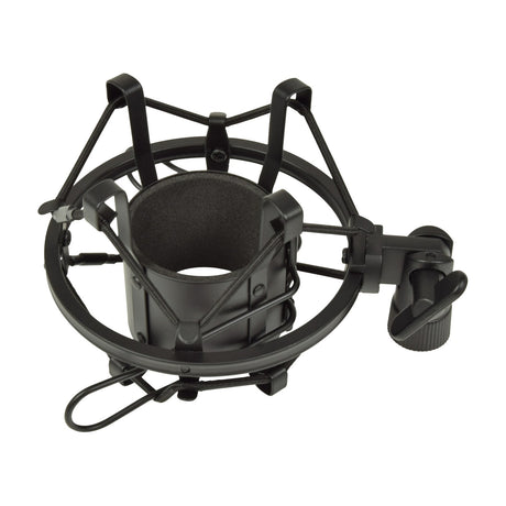 Citronic SMH45 45mm microphone shock mount by AVSL, a metal suspension cradle with elasticated cords, foam-lined clamp and adjustable pivot.