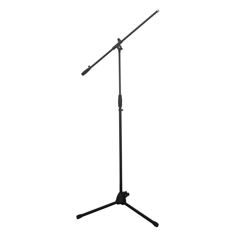 The Chord BMS01 Boom Microphone Stand, featuring an adjustable boom arm and foldable tripod base, is shown in black against a plain white background.