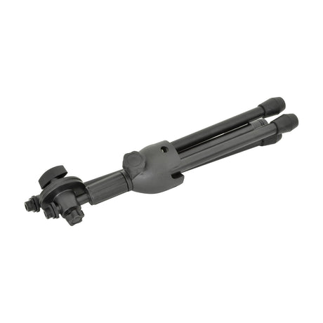 Chord SBMS1 mini boom microphone stand by AVSL shown folded in matte black with tripod legs, boom arm and dual mic mount on a white background.