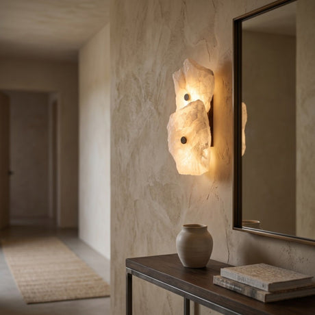 Frammenta LED 2 Light Fragment Alabaster Wall Light - Brass