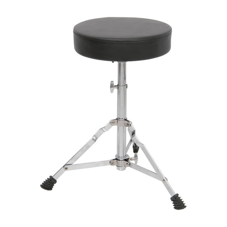 Chord CDT-1 padded drum throne with round black cushioned seat, height-adjustable chrome post and folding tripod base, on a plain white background.