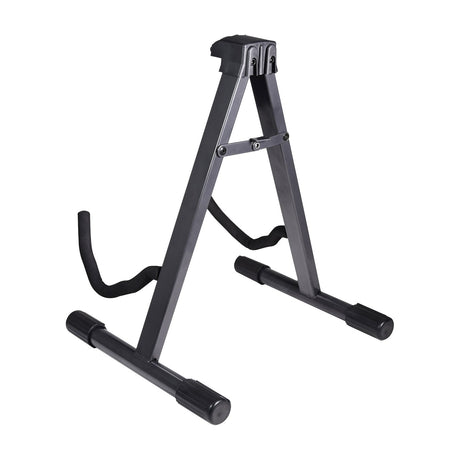 Chord A-frame guitar stand by AVSL in black steel with foam-padded neck rest and anti-slip rubber feet, shown on a plain white background.