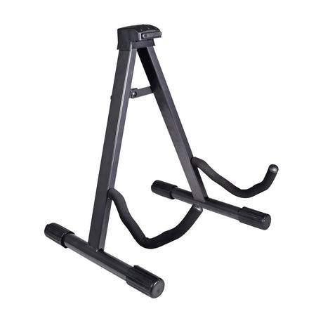 Chord A-frame guitar stand from AVSL in matte black with foam-padded contoured forks and anti-slip feet, shown on a plain white background.