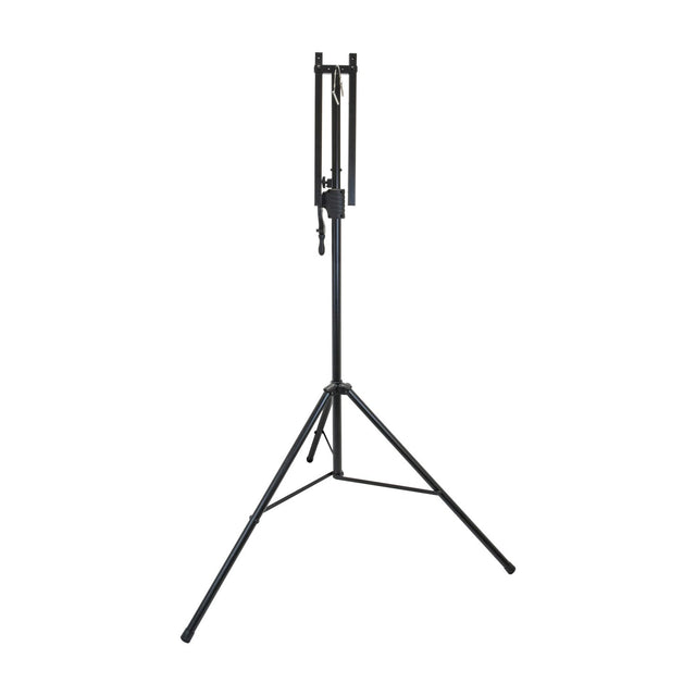 Citronic heavy duty black metal lighting stand with folded T-bar, winch mechanism and tripod base, shown on a plain white background.