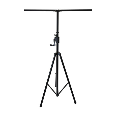 Citronic heavy duty black metal lighting stand with foldable tripod base, winch mechanism and 1.2m T-bar, shown on a plain white background.