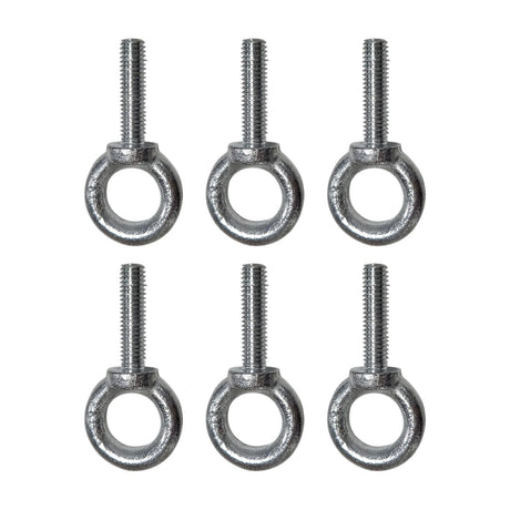 Citronic EYEBOLT-6xM8 pack of six drop-forged steel M8 collared eyebolts arranged in two rows on a plain white background.