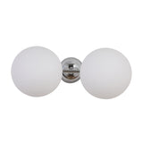The Vetra 2 Light Opal Glass Wall/Semi-Flush Ceiling Light in Grey features two round opal glass globes on a central base, shown from the front against a plain white background.