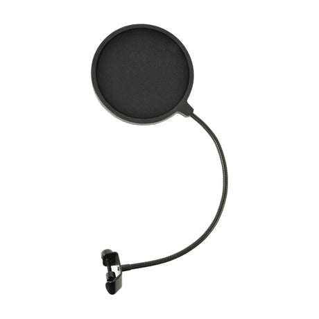 Citronic MPOPS 6" double-mesh microphone pop screen by AVSL with round black filter, flexible gooseneck arm and adjustable clamp on a white background.