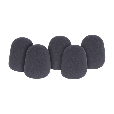 QTX foam microphone windshields shown as five dark dome-shaped covers arranged in a cluster on a plain white background.