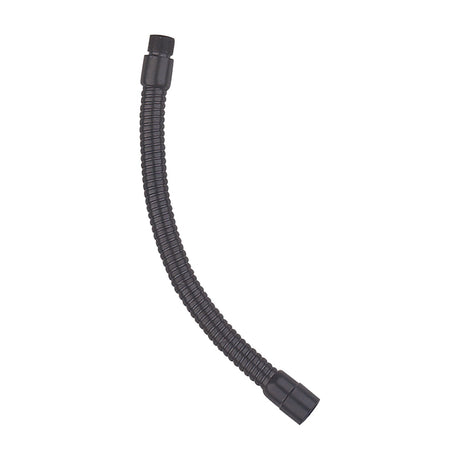 QTX 38cm black gooseneck microphone stand extension with flexible ribbed metal arm and threaded end fittings, shown on a plain white background.