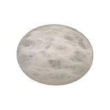 The Illuma Small Pebble Alabaster Table Lamp – Soft White features a round, smooth white stone with web-like gray veining, exuding elegance against a plain white background.