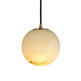 Lyvane Globe Alabaster Pendant Light - Soft White & Brushed Brass