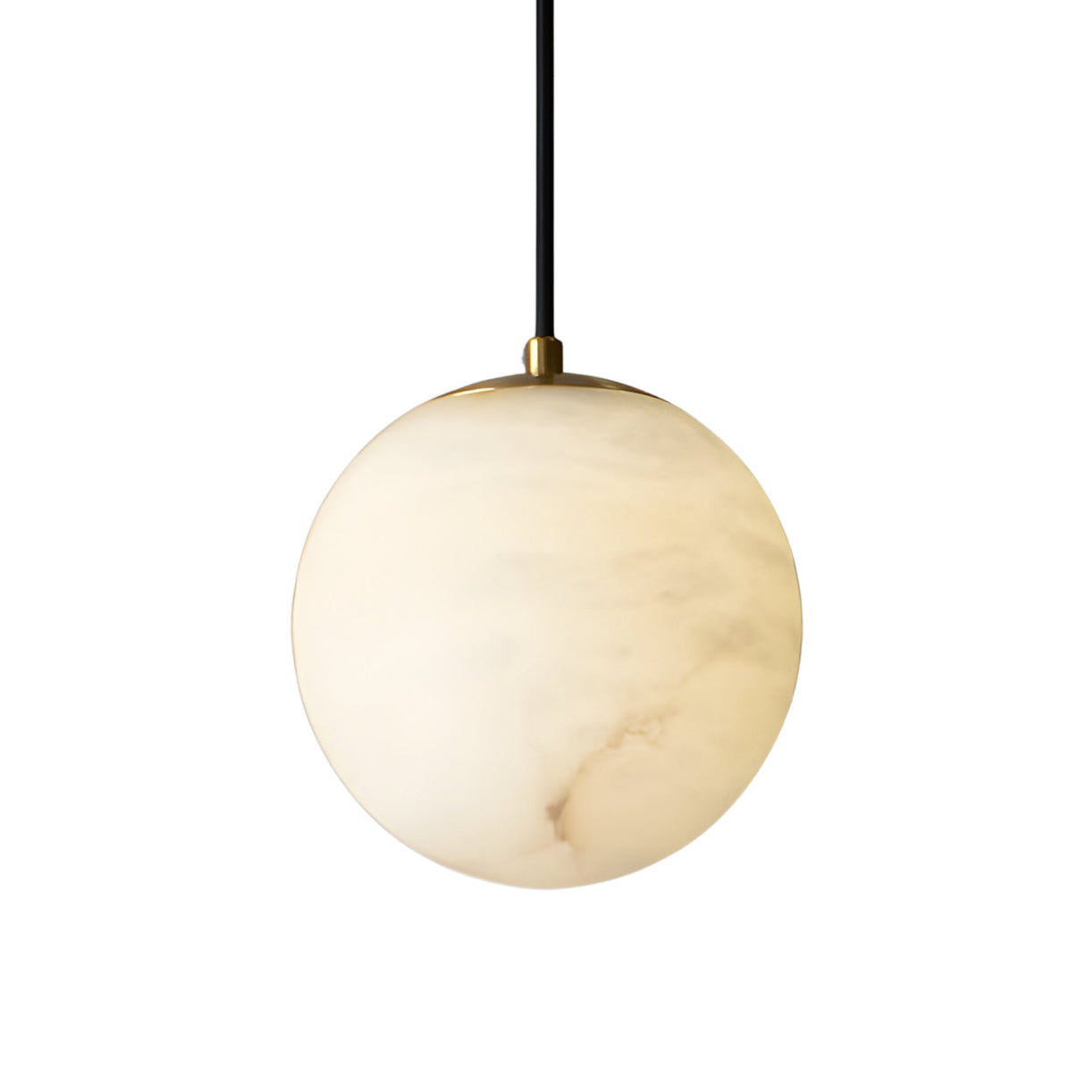 Lyvane Globe Alabaster Pendant Light - Soft White & Brushed Brass