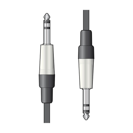 Citronic S6J300 3m audio lead shown as two 6.3mm stereo TRS jack plugs with silver tips and black and white barrels on a plain background.