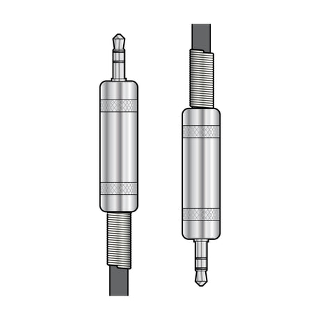Citronic S3J075 3.5mm TRS stereo jack audio lead with two silver die-cast plugs on rubberised grey cable, shown on a plain white background.