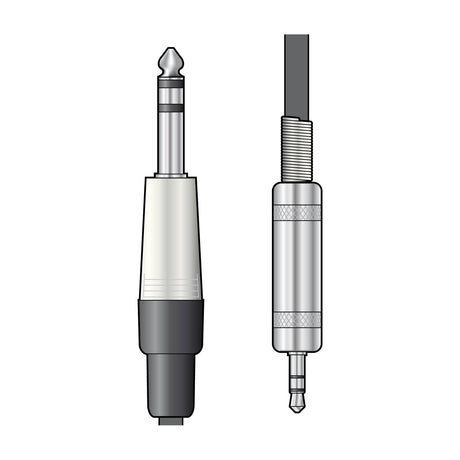 Citronic S6-3J150 stereo audio lead with 6.35mm TRS jack plug and 3.5mm TRS mini jack in chrome finish, shown on a white background.