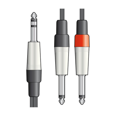 Citronic S6J-2M6J600 6.3mm TRS jack to dual mono jack audio lead with die-cast connectors shown on a plain white background.