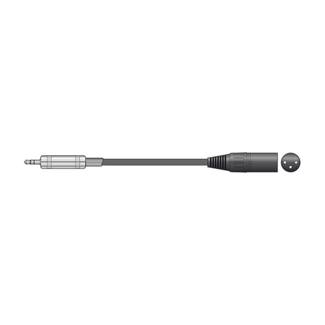 Citronic S3J-XM050 0.5m audio lead with silver 3.5mm TRS jack plug and black male XLR connector, shown on a plain white background.