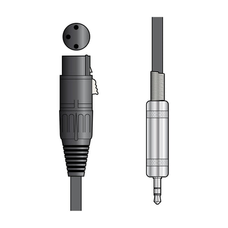 Citronic S3J-XF051 audio lead illustration showing a black female XLR connector and a silver 3.5mm TRS jack plug on a plain background.