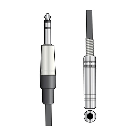 Citronic S6J-EXT300 6.3mm TRS jack extension lead with silver stereo plug and matching inline socket on black cable, shown on a white background.