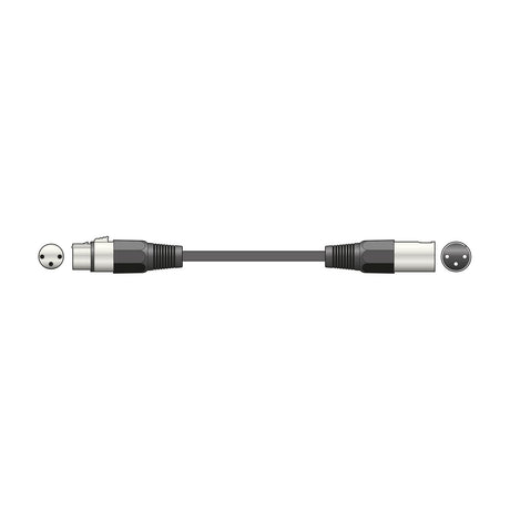 QTX Essential 6.0m balanced XLR microphone lead with female and male die-cast connectors and rubberised black cable, shown on a plain white background.