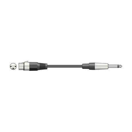 QTX Essential microphone lead with female XLR connector and 6.3mm mono jack plug shown on a plain white background.