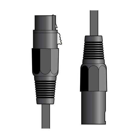 Citronic XF-XM150BK 1.5m balanced microphone lead illustration showing black female and male XLR locking connectors on a plain white background.