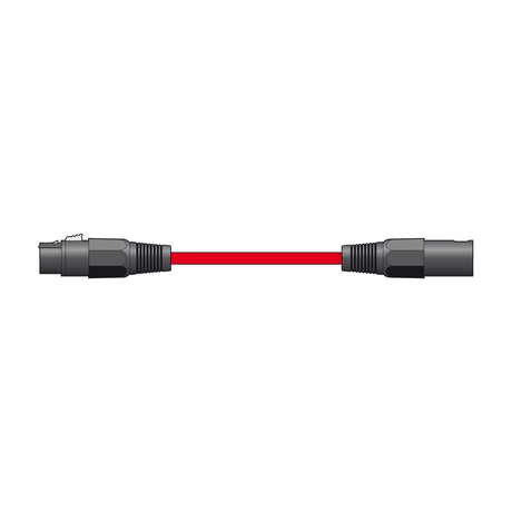 Citronic XF-XM150RD 1.5m balanced XLR microphone lead with red jacket and black die-cast male and female XLR connectors on a white background.