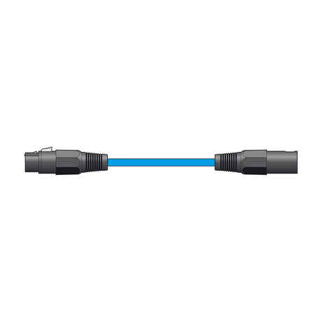 Citronic XF-XM300BL 3m balanced XLR microphone lead with blue cable and black die-cast male and female XLR connectors on a white background.