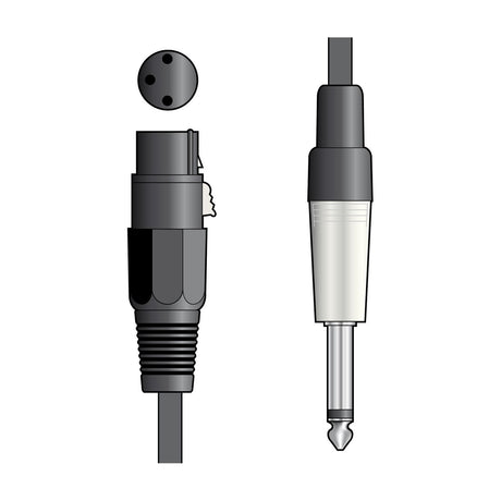 Citronic XF-M6J150BK illustration showing female XLR connector with pin diagram and 6.35mm mono jack plug on a plain white background.