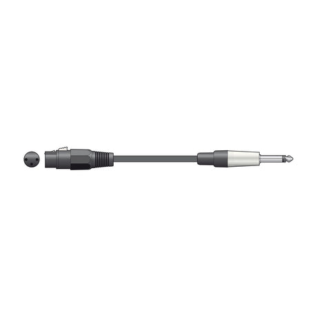 Citronic XF-M6J150BK 1.5m microphone lead with female XLR connector and 6.3mm mono jack plug in black, shown on a plain white background.